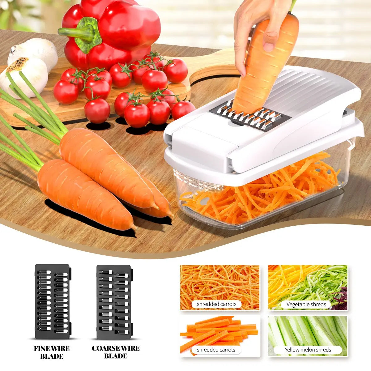 Multi-Functional Vegetable and Fruit Slicer, Kitchen Chopper, Kitchen Shredder for Dicing and Shredding, Home Use Food Prep Tool, Kitchen Gadgets, Vegetable Cutting Slicer, Model 00Dksk3