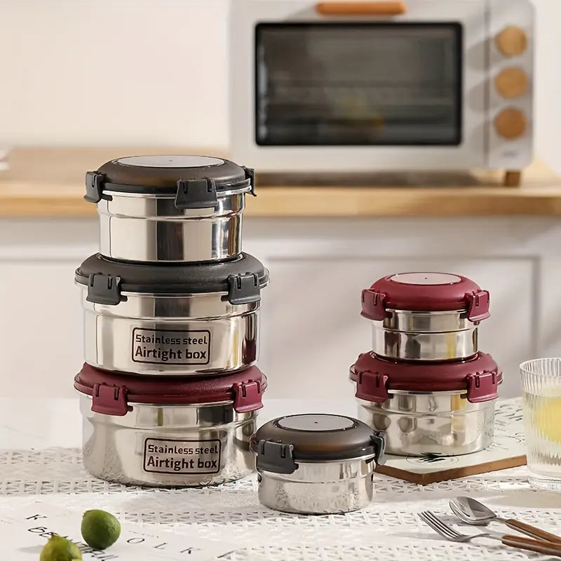 3Pcs Stainless Steel Bento Set, High-Temperature Resistant with Leak-Proof Sealing Lunch Boxes.