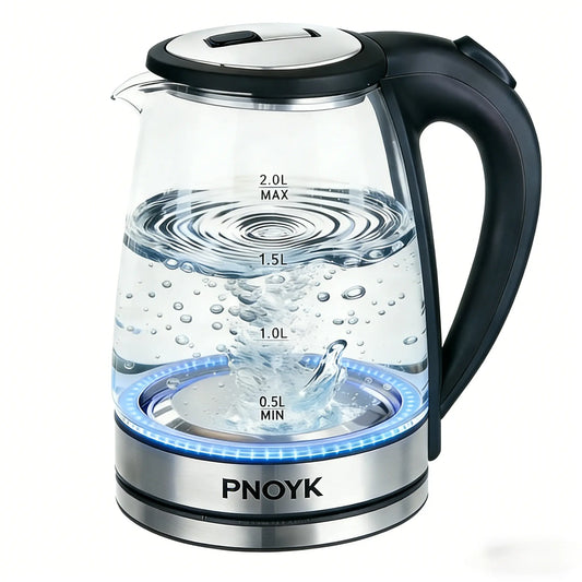 2.0L Glass Electric Kettle – 1500W Fast Boiling Water Boiler with Auto Shut-Off & Boil-Dry Protection, Bpa-Free Borosilicate Glass, Stainless Steel Base, Ideal Kitchen Appliance & Gift for Home, Tea & Coffee Lovers