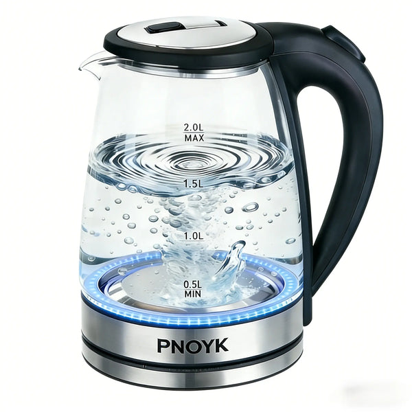 2.0L Glass Electric Kettle – 1500W Fast Boiling Water Boiler with Auto Shut-Off & Boil-Dry Protection, Bpa-Free Borosilicate Glass, Stainless Steel Base, Ideal Kitchen Appliance & Gift for Home, Tea & Coffee Lovers