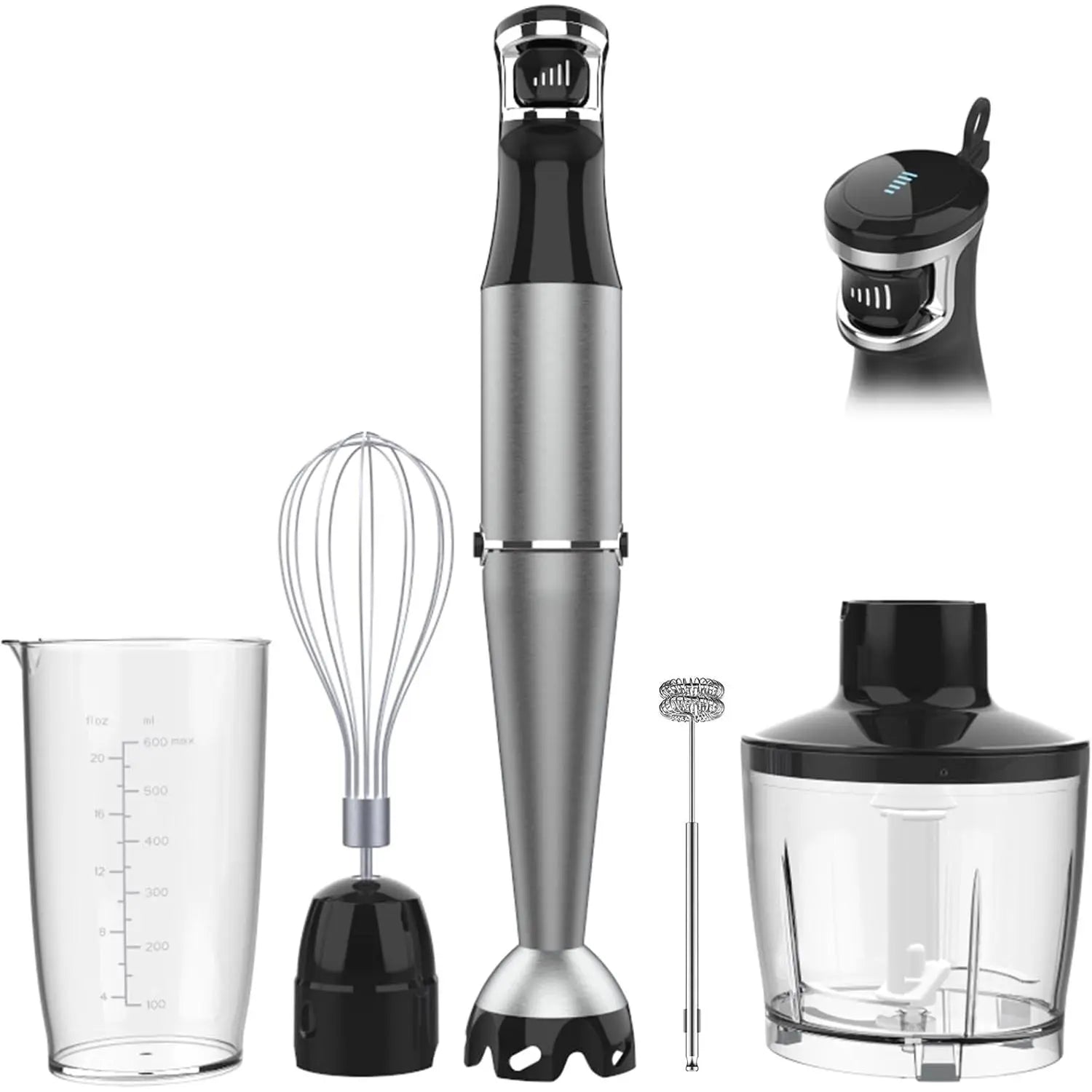 1100W Handheld Immersion Blender Set with Variable Speed, Includes Chopper, Whisk, and Frother for Soups, Baby Food, and Smoothies
