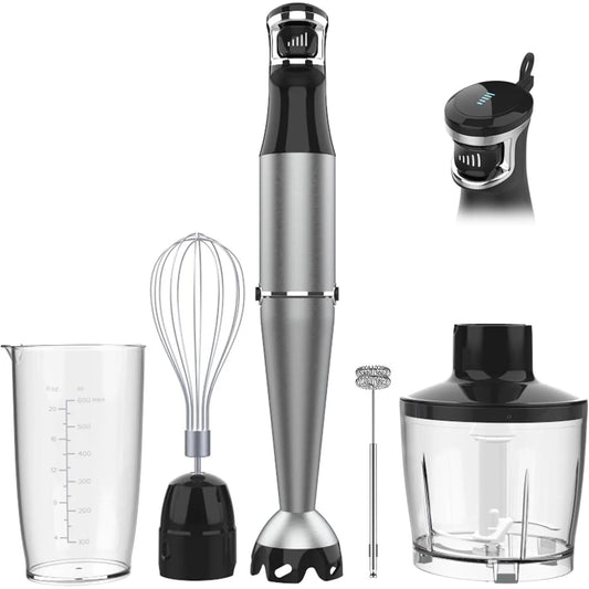 1100W Handheld Immersion Blender Set with Variable Speed, Includes Chopper, Whisk, and Frother for Soups, Baby Food, and Smoothies