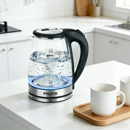 2.0L Glass Electric Kettle – 1500W Fast Boiling Water Boiler with Auto Shut-Off & Boil-Dry Protection, Bpa-Free Borosilicate Glass, Stainless Steel Base, Ideal Kitchen Appliance & Gift for Home, Tea & Coffee Lovers