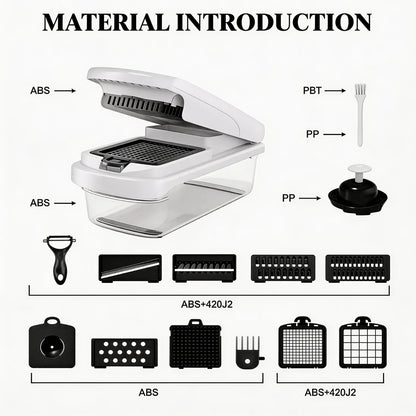 Multi-Functional Vegetable and Fruit Slicer, Kitchen Chopper, Kitchen Shredder for Dicing and Shredding, Home Use Food Prep Tool, Kitchen Gadgets, Vegetable Cutting Slicer, Model 00Dksk3