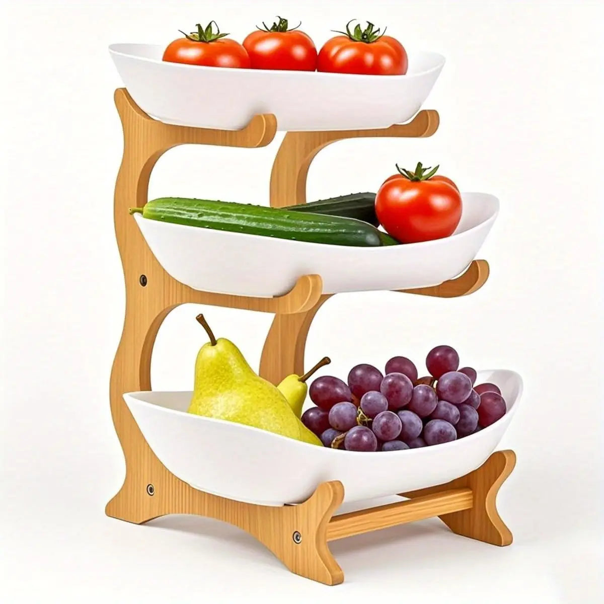 2/3-Layer Luxurious Wooden Fruit Organiser Rack