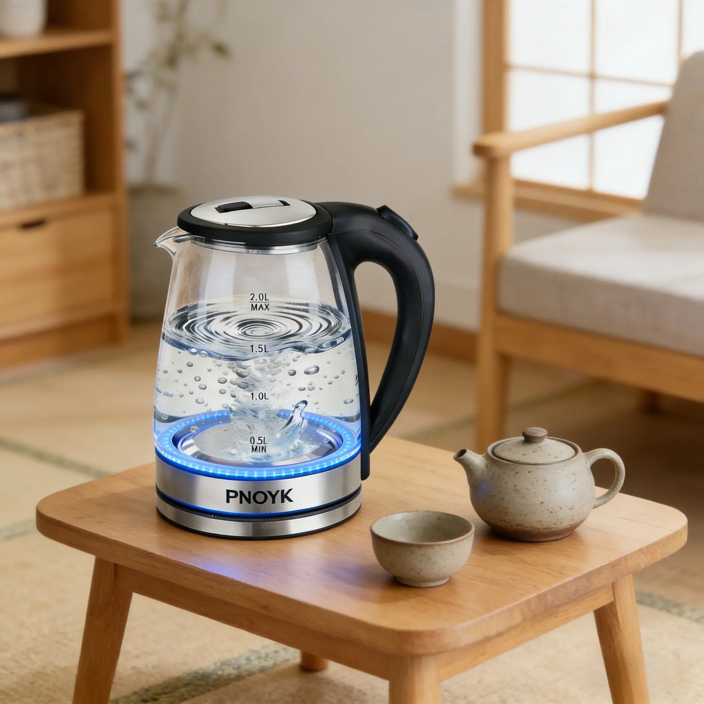 2.0L Glass Electric Kettle – 1500W Fast Boiling Water Boiler with Auto Shut-Off & Boil-Dry Protection, Bpa-Free Borosilicate Glass, Stainless Steel Base, Ideal Kitchen Appliance & Gift for Home, Tea & Coffee Lovers