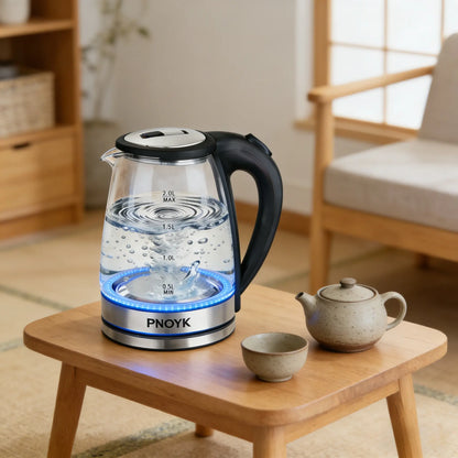 2.0L Glass Electric Kettle – 1500W Fast Boiling Water Boiler with Auto Shut-Off & Boil-Dry Protection, Bpa-Free Borosilicate Glass, Stainless Steel Base, Ideal Kitchen Appliance & Gift for Home, Tea & Coffee Lovers
