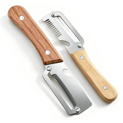 Multi-Functional Vegetable Peeler Set - Ultra-Sharp Stainless Steel Blade with Wooden Handle and Integrated Bottle Opener,